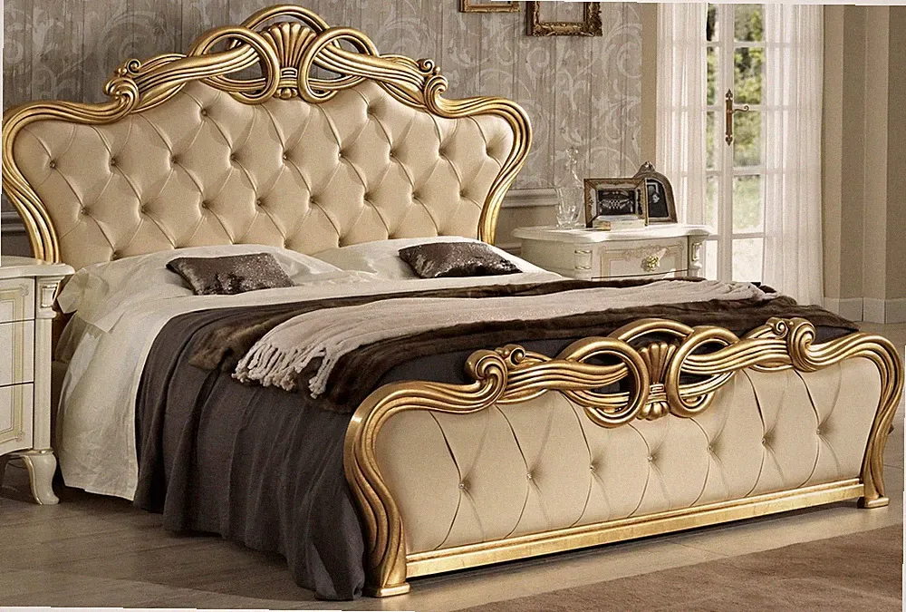 Chesterfield Bett Möbel Barock Gold Betten Möbel Goldenes Doppelbett Design Neu