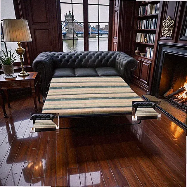 Chesterfield Devon 3 Sitz Schlaf Sofa Echtleder Lattenrost +Matratze
