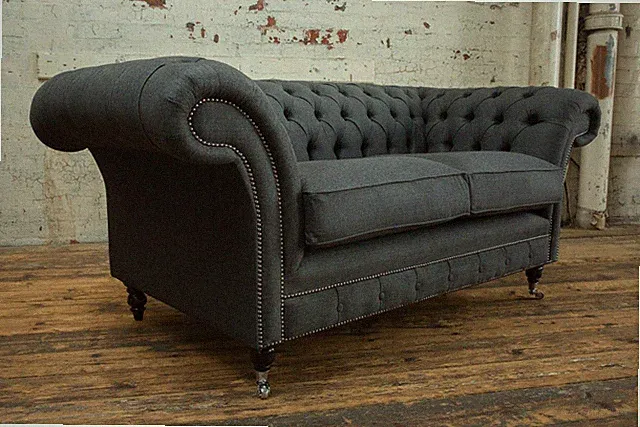 Chesterfield England Sofa Polster Günstige Preise Webstoff Microfaser Stoff Neu