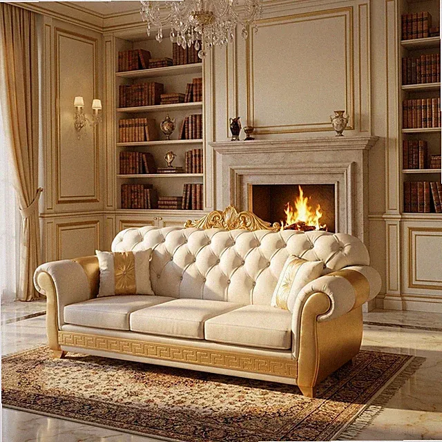 Chesterfield Schlafsofa 3-Sitzer Matrimonial, Mit Zierblende, Luxus