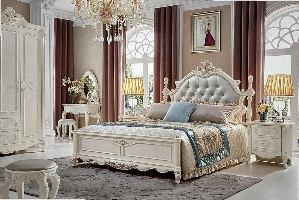 Chesterfield Schlafzimmer Komplettes Set 7tlg. Köngliche Barock Möbel Bett Neu