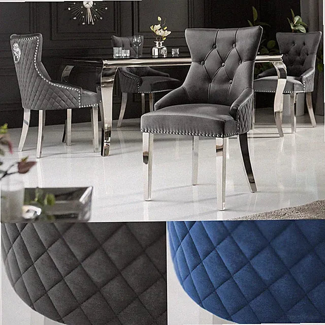 Chesterfield Stuhl CASTLE DELUXE - FARBWAHL - Samt Metall - Barock Löwenkopf
