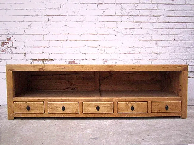 China Lowboard flache Kommode fünf Schubladen für TV Flachbildschirm Pinie