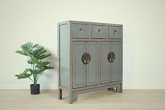 chinesische Kommode 25 cm Tief Orientalisch/Asiatisch Stil grau RA #M-KOM-A69G