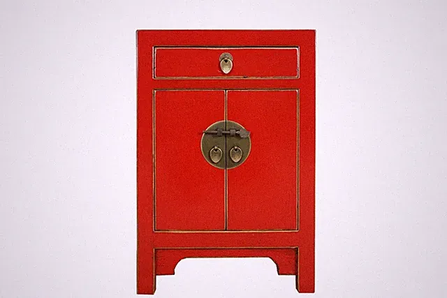 Chinesische Kommode chinesischer Nachtschrank Massivholz China rot #M-KOM-A17R