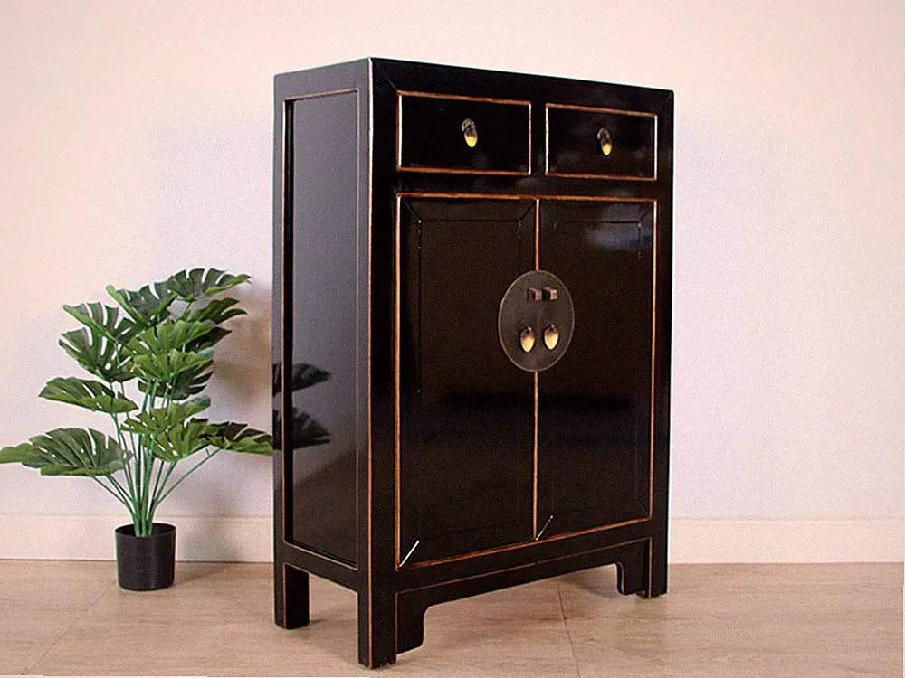 chinesische Kommode Orientalisch/Asiatisch Stil schwarz #M-KOM-A37B