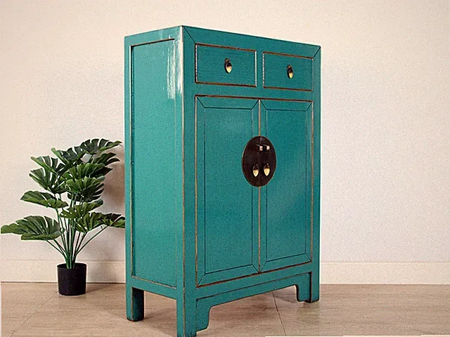 chinesische Kommode Orientalisch/Asiatisch Stil türkis RAL5018 #M-KOM-A37T