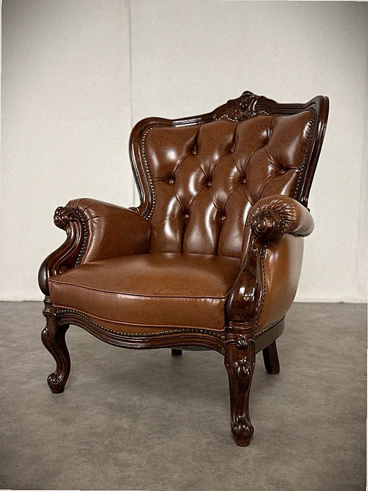 Chippendale Ledersessel Barock Design Sessel Vintage Chesterfield