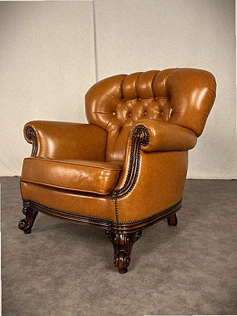 Chippendale Ledersessel Vintage Barock Design Chesterfield Sessel Antik