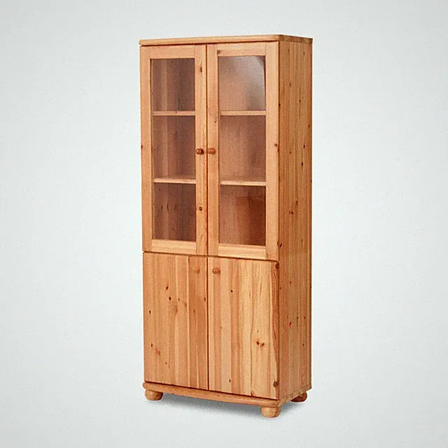 Claudia Buffetschrank Massivholz Vitrine V.2 aus 100% Bio Kiefer | 4-Türig und u