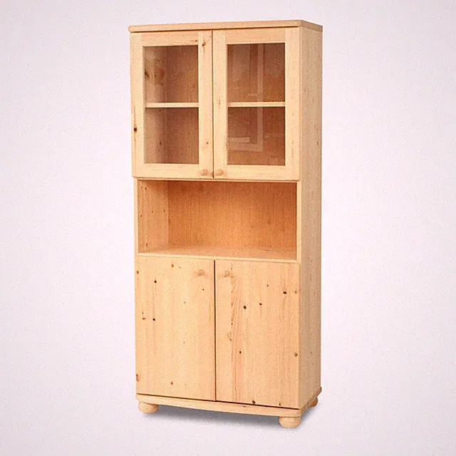 Claudia Buffetschrank Vitrine aus Kiefer massiv | 4-türig | 100% Bio Massivholz