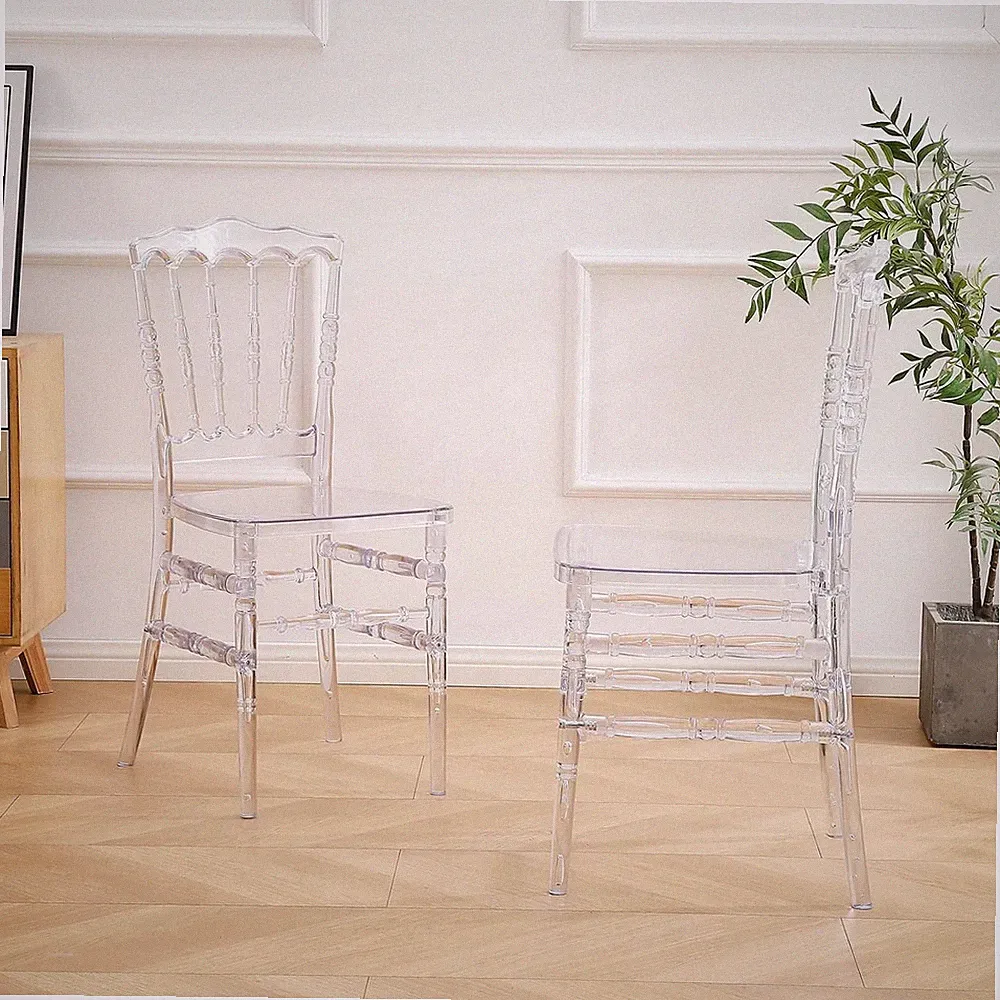 Clear Napoleon Stuhl 2er Set Plexiglas Transparent Kunststoff Esszimmerstuhl kla