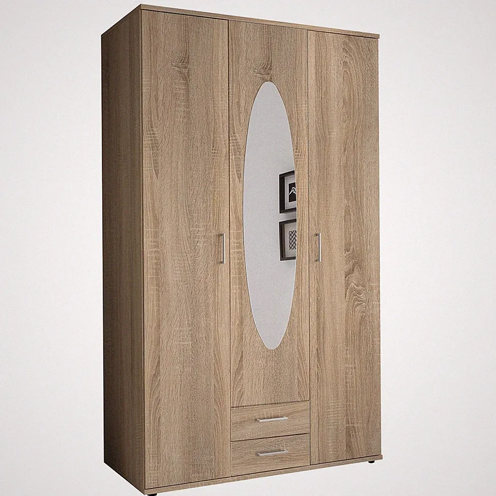 clever pick Drehtürenschrank - Sonoma Eiche - Spiegel - 195 cm Kleiderschrank
