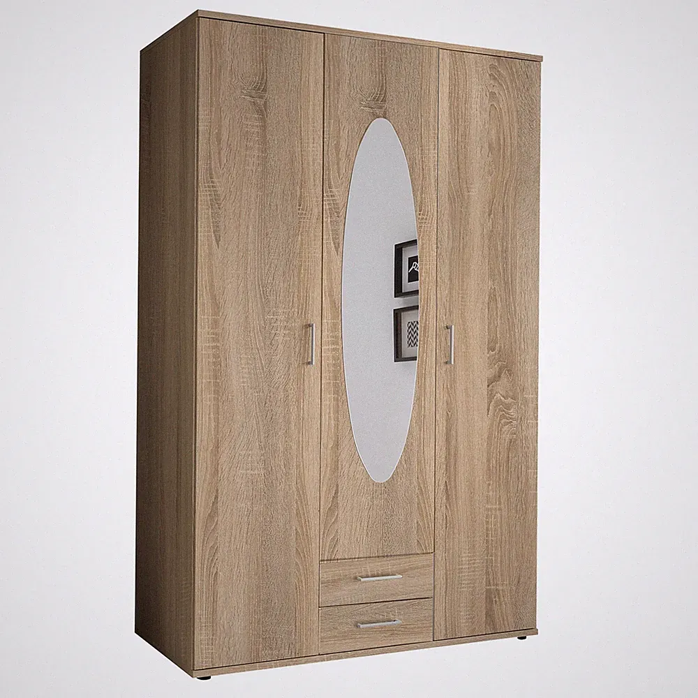 clever pick Drehtürenschrank - Sonoma Eiche - Spiegel - 195 cm Kleiderschrank