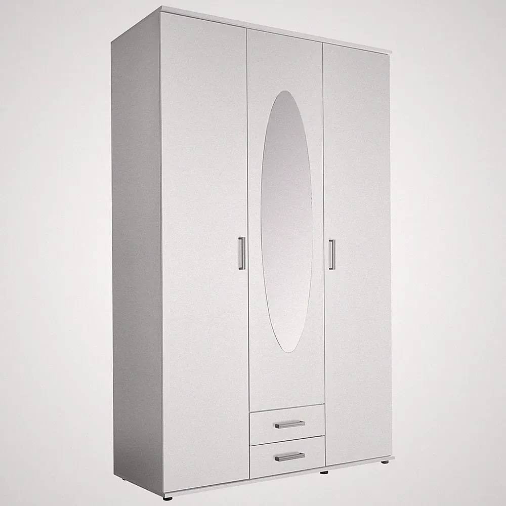 clever pick Drehtürenschrank - weiß - Spiegel - 195 cm Kleiderschrank Schrank
