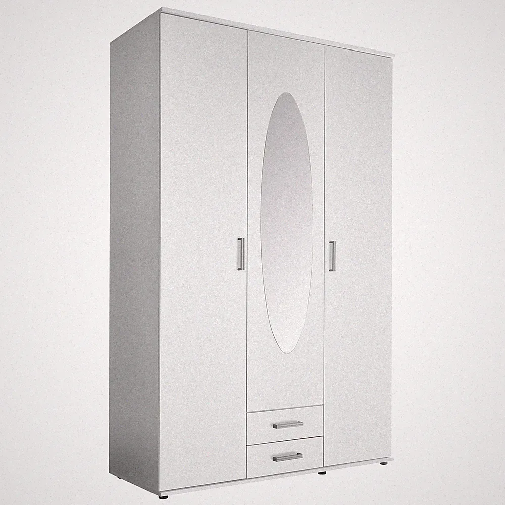 clever pick Drehtürenschrank - weiß - Spiegel - 195 cm Kleiderschrank Schrank