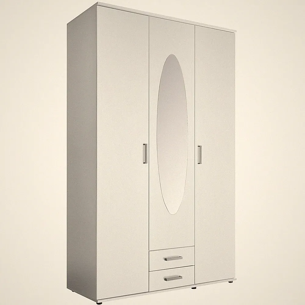 clever pick Drehtürenschrank - weiß - Spiegel - 195 cm Kleiderschrank Schrank