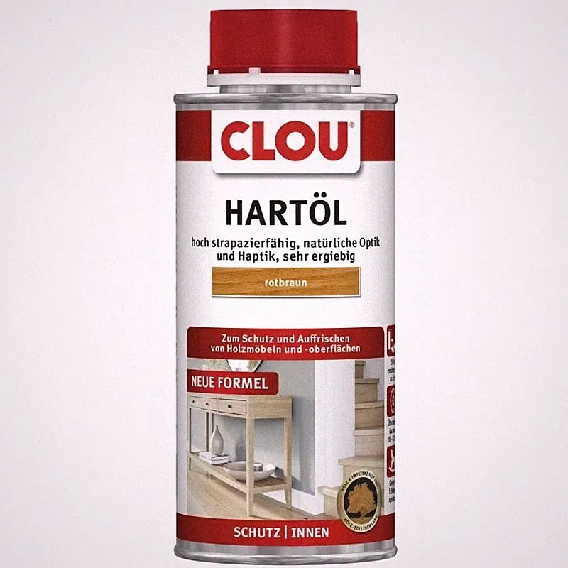 Clou Hartöl Arbeitsplatten-Öl Möbel-Öl Treppenöl Rotbraun 250 ml