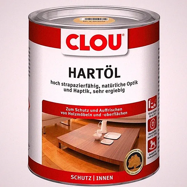 Clou Hartöl Arbeitsplatten-Öl Möbel-Öl Treppenöl Rotbraun 750 ml