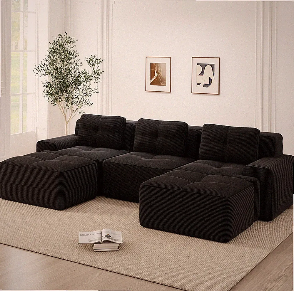 Cloud 293mm Modular U-förm Lounge Sofa Couch mit Schlaffunktion Ottoman Übergroß