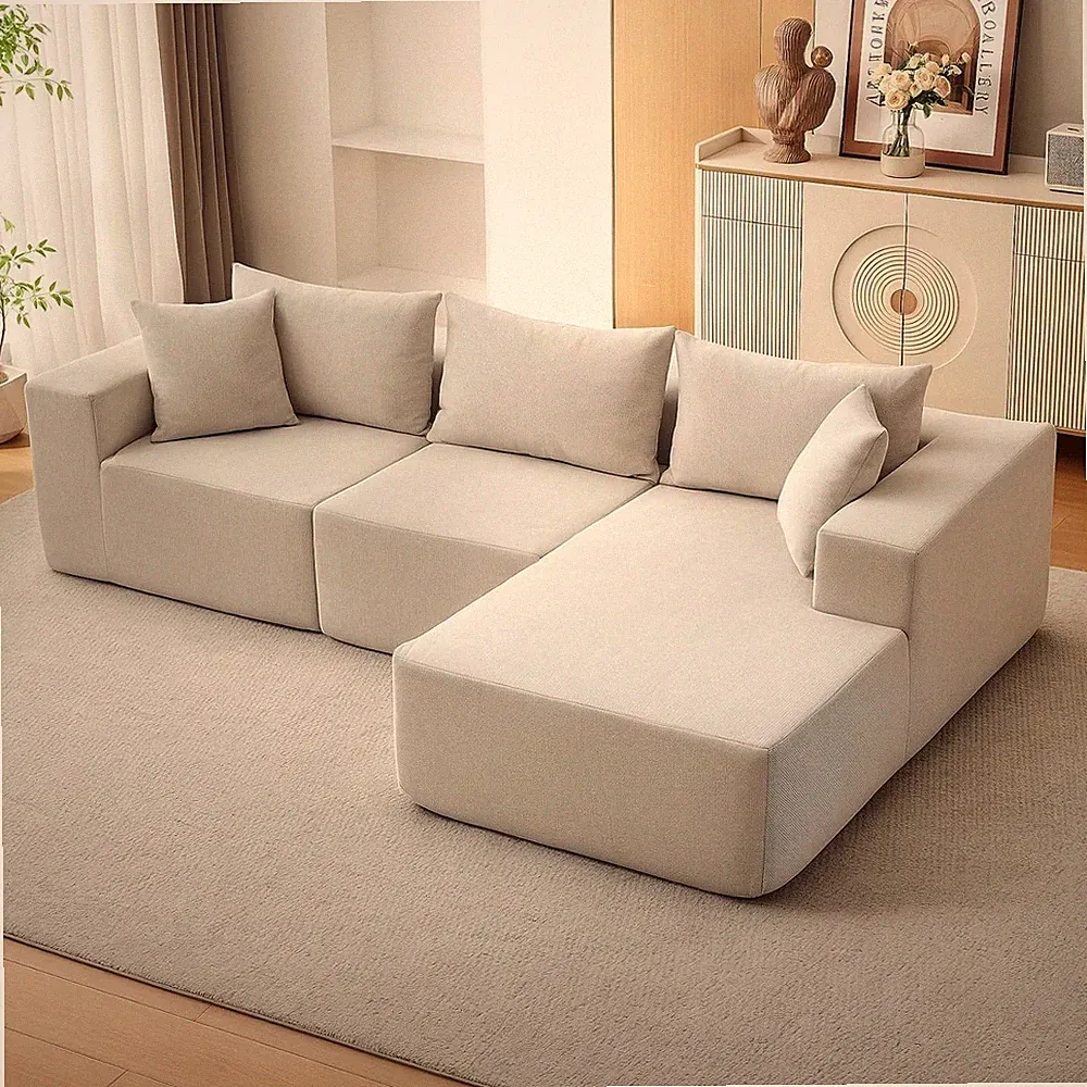 Cloud Ecksofa Modular L-Form Cord Stoff Sofa Flauschig Ohne Aufbau Design