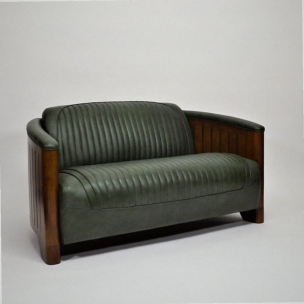 Clubsofa "Céleste" 2-Sitzer Lounge Relax Art Deco Couch Leder Cigar Sessel Stil