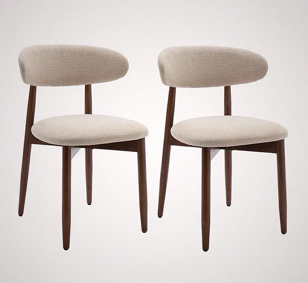 COLAMY 2er Set Küchen- und Esszimmerstühle Gepolstert Beige Creme