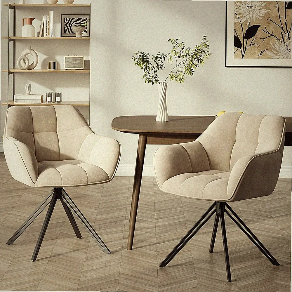 COLAMY Drehstuhl für Esszimmer, drehbarer Polsterstuhl mit Armlehnen