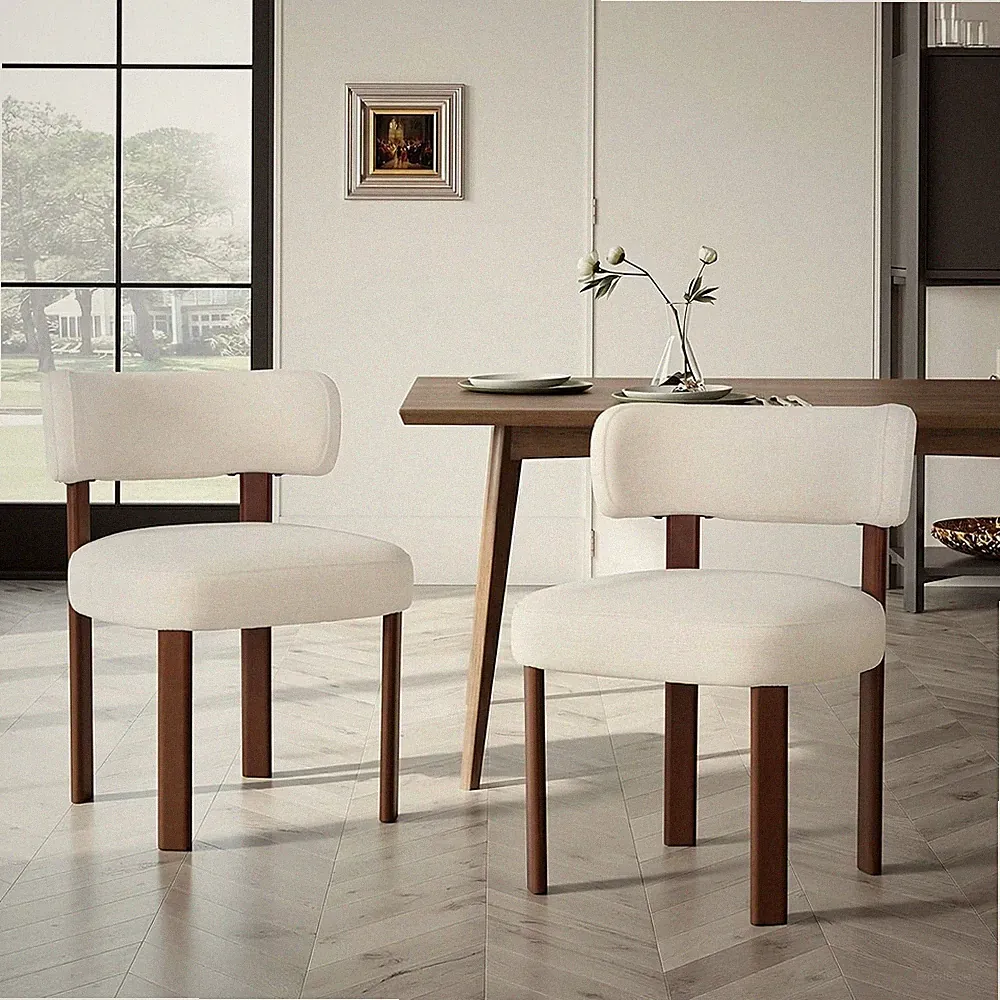 COLAMY Esszimmerstühle aus Holz 2er Set, Stoffstühle für Esszimmer mit offenem Cu