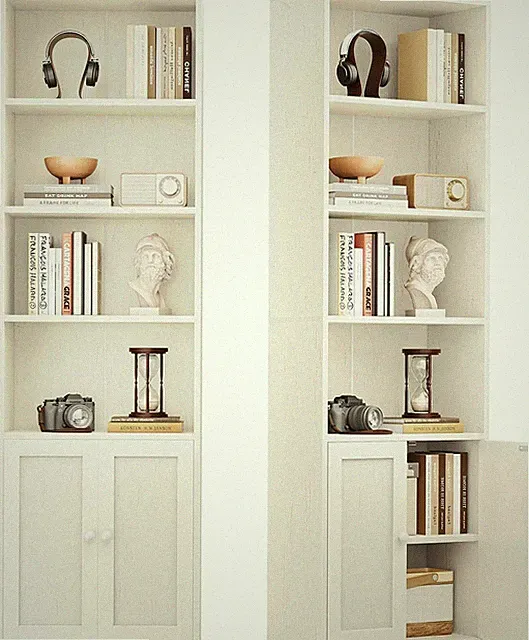 Coleshome Bücherregal mit Türen 6 Ebenen 48x24x176,4 cm Weiß Holz