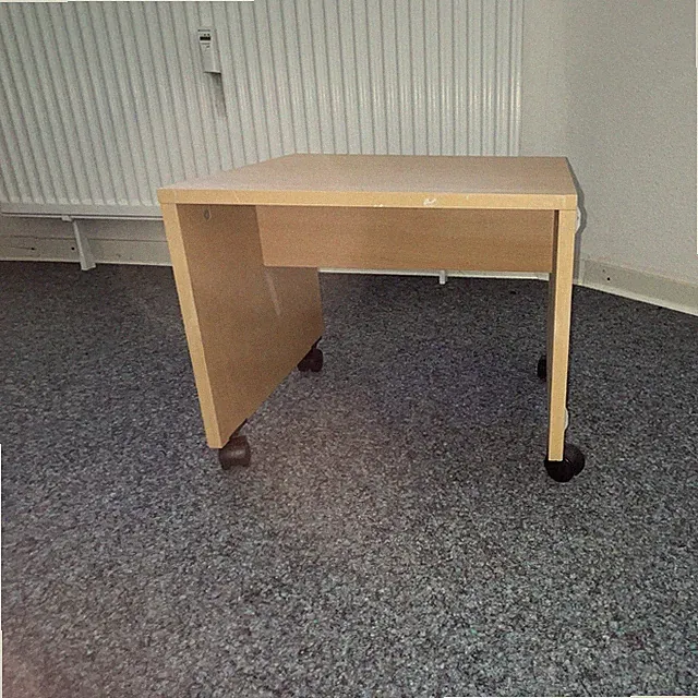 Computer/Beistelltisch, beigein heller Buche Holzoptik, freistehend, mit Rollen