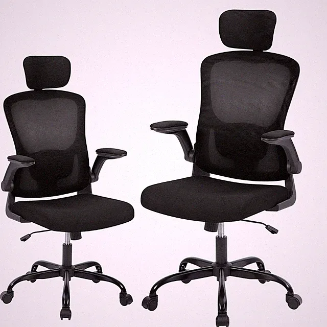 Computer-Schreibtischstuhl Ergonomischer Bürostuhl mit Rädern Flip-Up Armlehnen