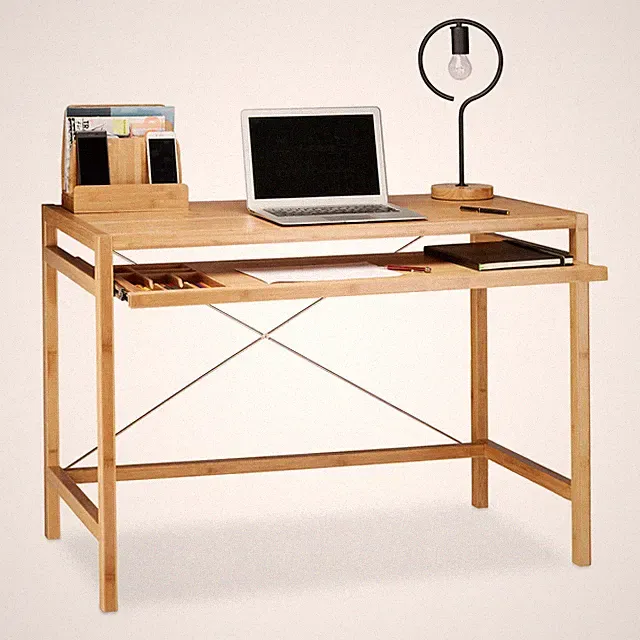 Computertisch holz Computerschreibtisch PC-Arbeitsplatz 6 Fächer ausziehbar