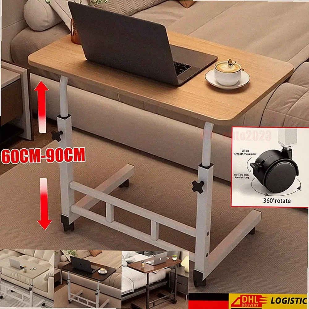 Computertisch mit Rollen Laptoptisch Höhenverstellbar Beistelltisch Schreibtisch