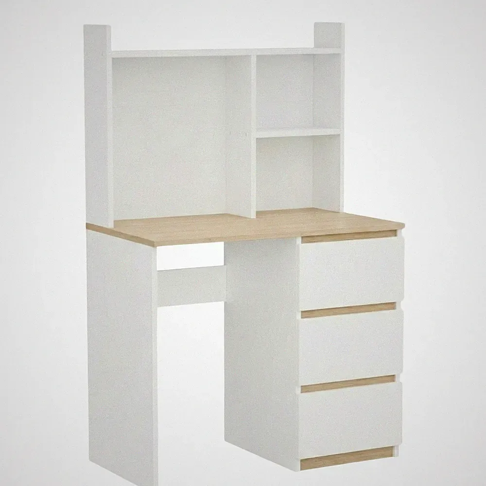 Computertisch Schreibtisch 90 cm platzsparend mit Aufsatz und Regalen