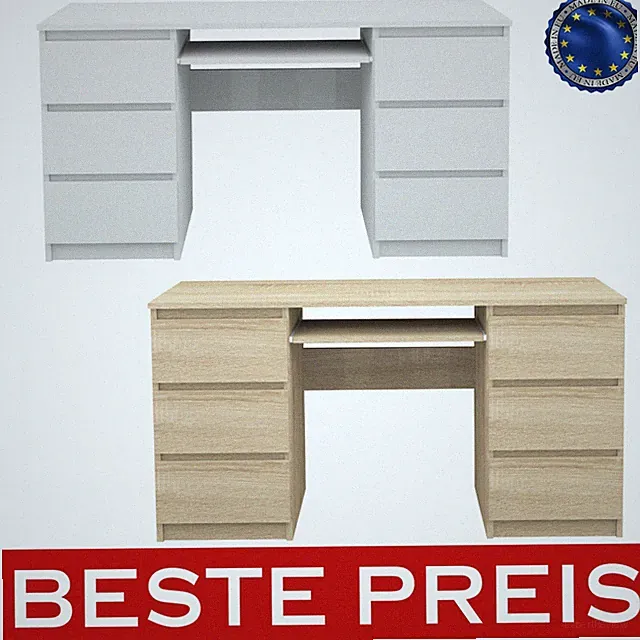 Computertisch Schreibtisch Büro PC Tisch Esstisch zwei Farben 6 Schubladen
