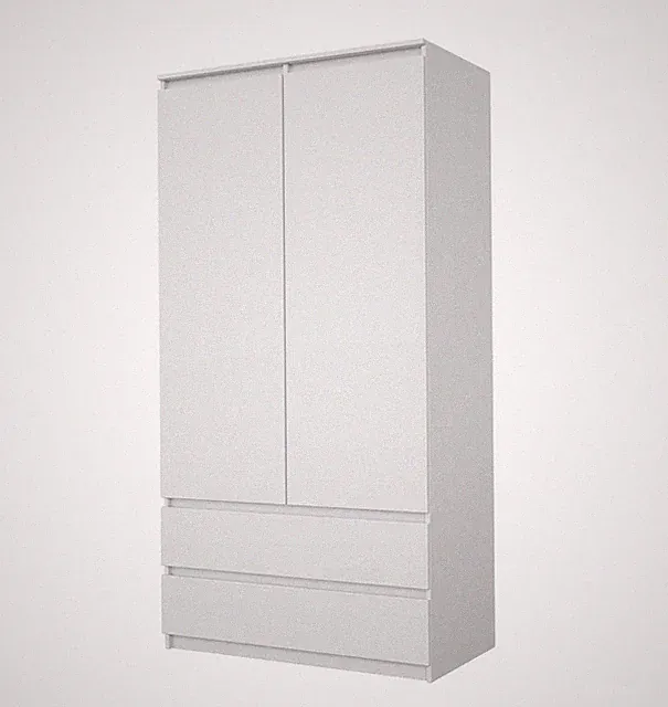 CONVAD Kleiderschrank Weiss matt 2 Türen 2 Schubladen