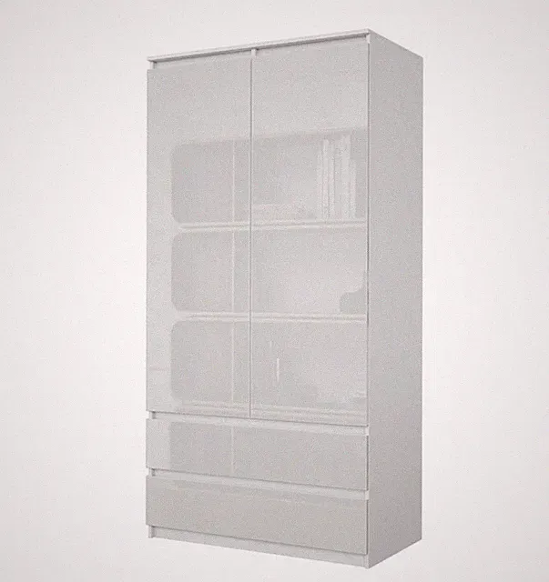 CONVAD Kleiderschrank Weiss matt Weißglanz 2 Türen 2 Schubladen