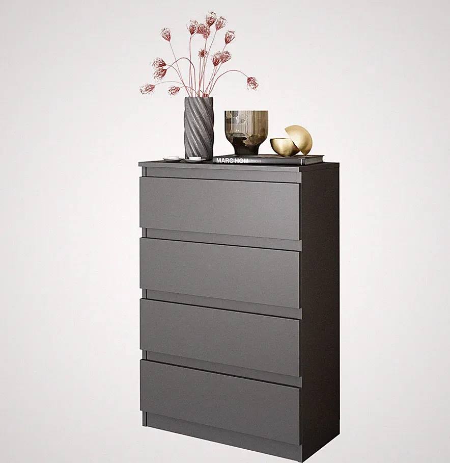 CONVAD Kommode Sideboard 4 Schubladen Anthrazit grau 92 x 60 x 33 cm