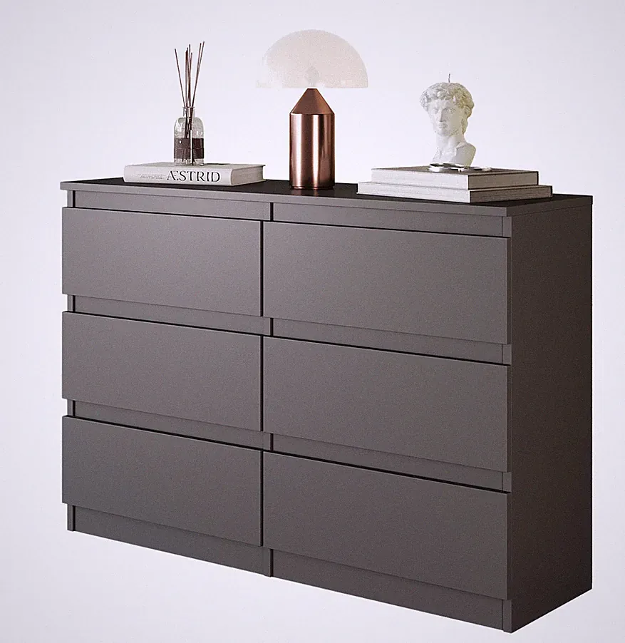 CONVAD Kommode Sideboard 6 Schubladen Anthrazit grau Höhe 71/Breite 100/Tiefe 33