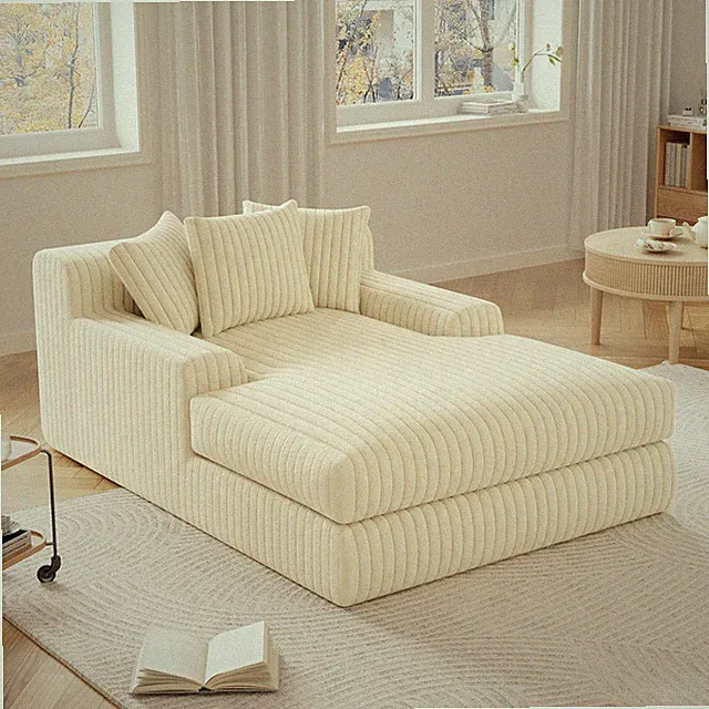 Cord Cloud Couch mit 3 Kissen,Chaise Lounge und Bodensofa 160 cm, Loungesessel