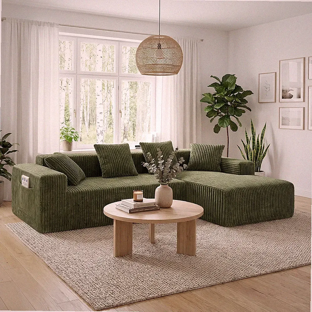 Corduroy Ecksofa Sofa Eckcouch Polsterecke Modulsofa Wohnzimmer Wohnlandschaft