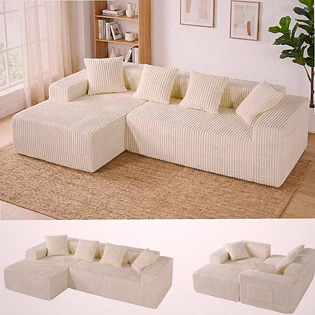 Corduroy Ecksofa Sofa, Schlafsofa, Eckcouch Polsterecke Modulsofa Schlaffunktion
