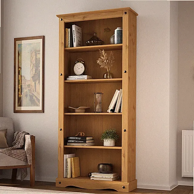 Corona hohes Bücherregal groß mexikanisches massives Kiefernholz 5 Bücherregale