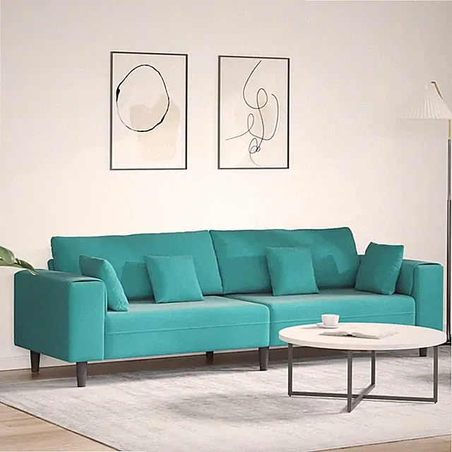 Couch 3 Sitzer Samt Sofa Loungesofa Modern Sofacouch mit/ohne Ottomane DE