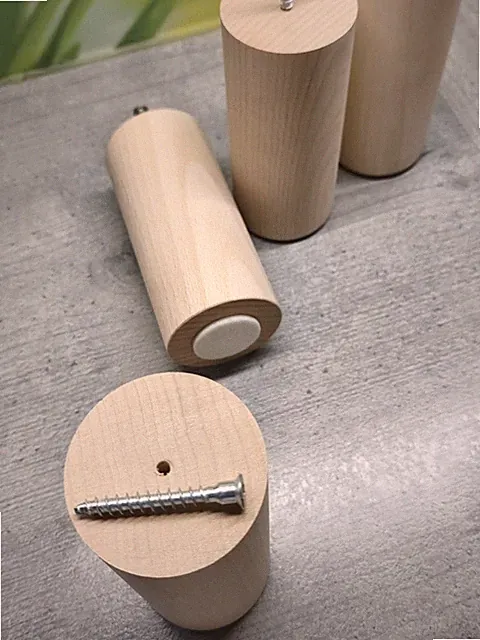 Couchfüße M.Schraube Möbelfüße Holzfüße RUND BUCHE NATUR ∅=60mm. 7cm. bis 30cm.