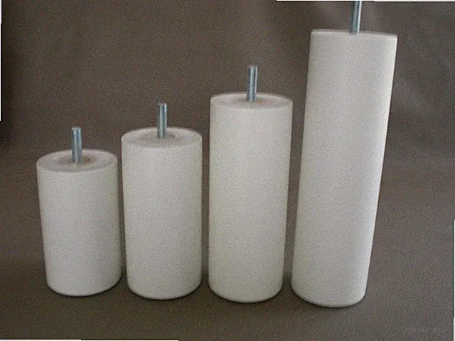 Couchfüße Möbelfüße Bettfüße BUCHENHOLZ Füße Weißlack M8 ∅=55mm. Höhe 5cm-25cm
