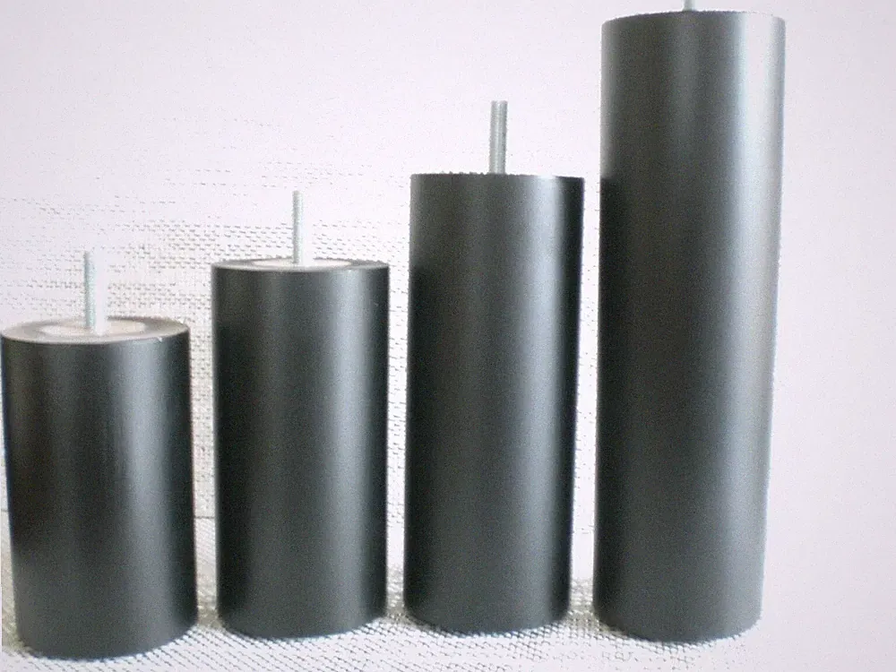 Couchfüße Möbelfüße Bettfüße Holzfüße RUNDBUCHE SCHWARZ M8/M10 ∅=60mm. H-8-30cm