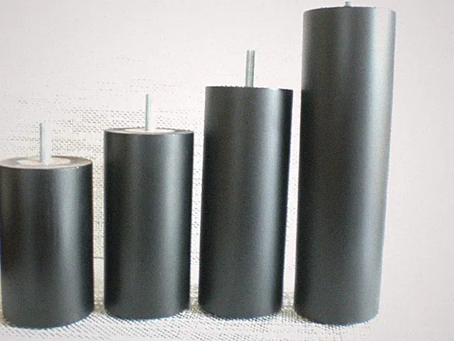 Couchfüße Möbelfüße Holzfüße M8/M10 RUND BUCHE SCHWARZ ∅=60mm. 5cm. bis 30cm.