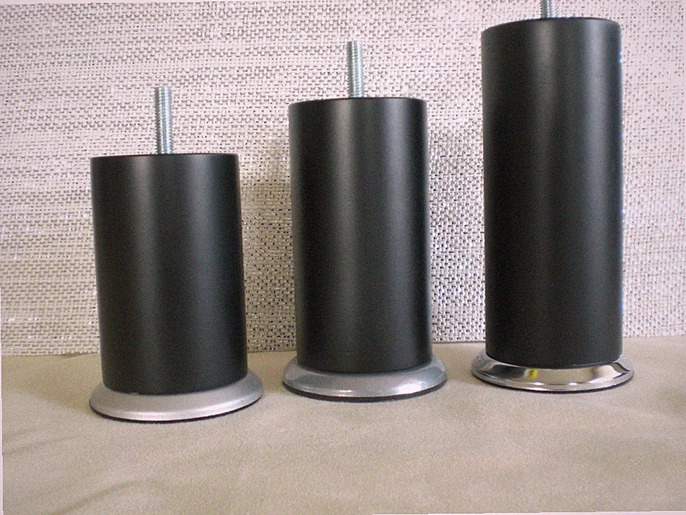 Couchfüße Möbelfüße Tischbein BUCHE SCHWARZ M8 ∅60mm. Höhe 10-40cm. METAL SOCKEL